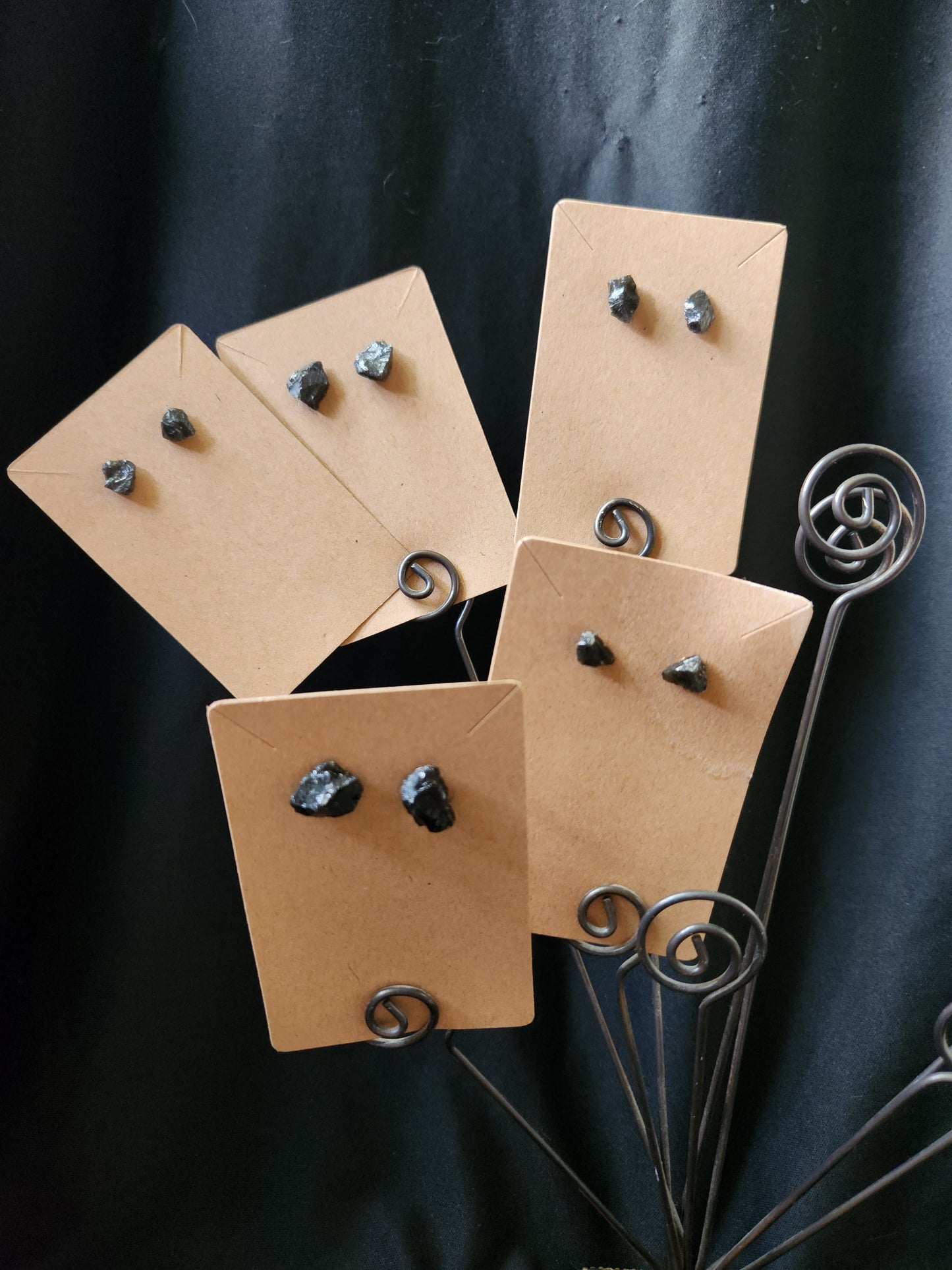 Genuine Obsidian Stud Earrings