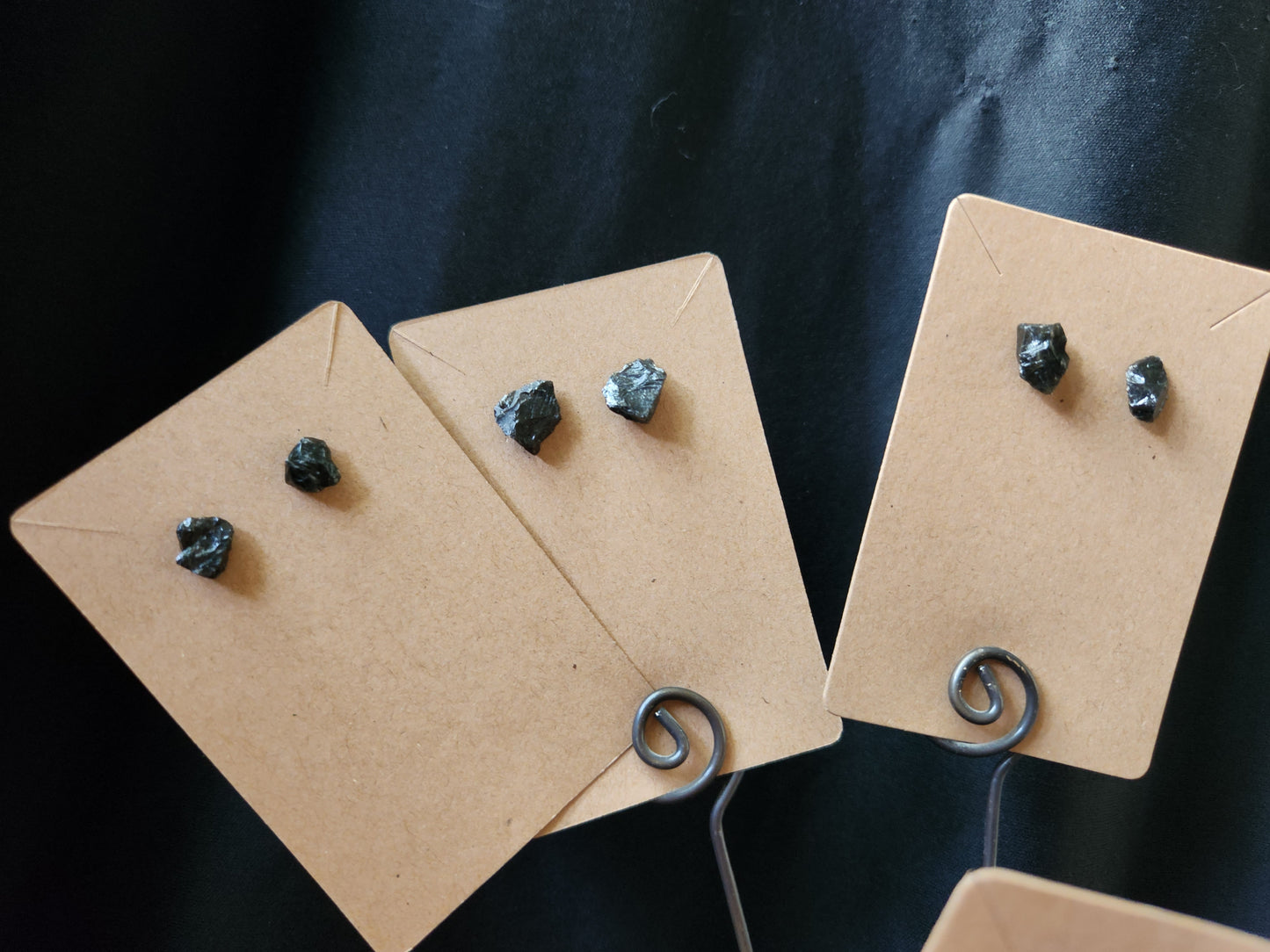 Genuine Obsidian Stud Earrings