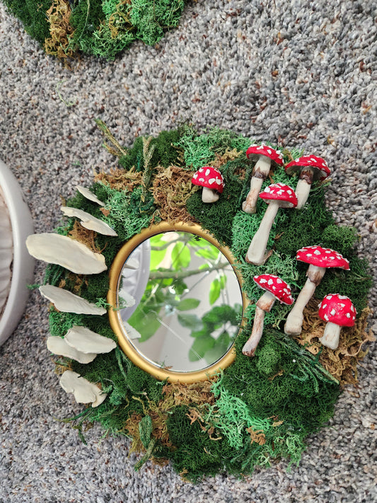 Mushroom Mirror- Red Toadstool and Oyster Mushroom