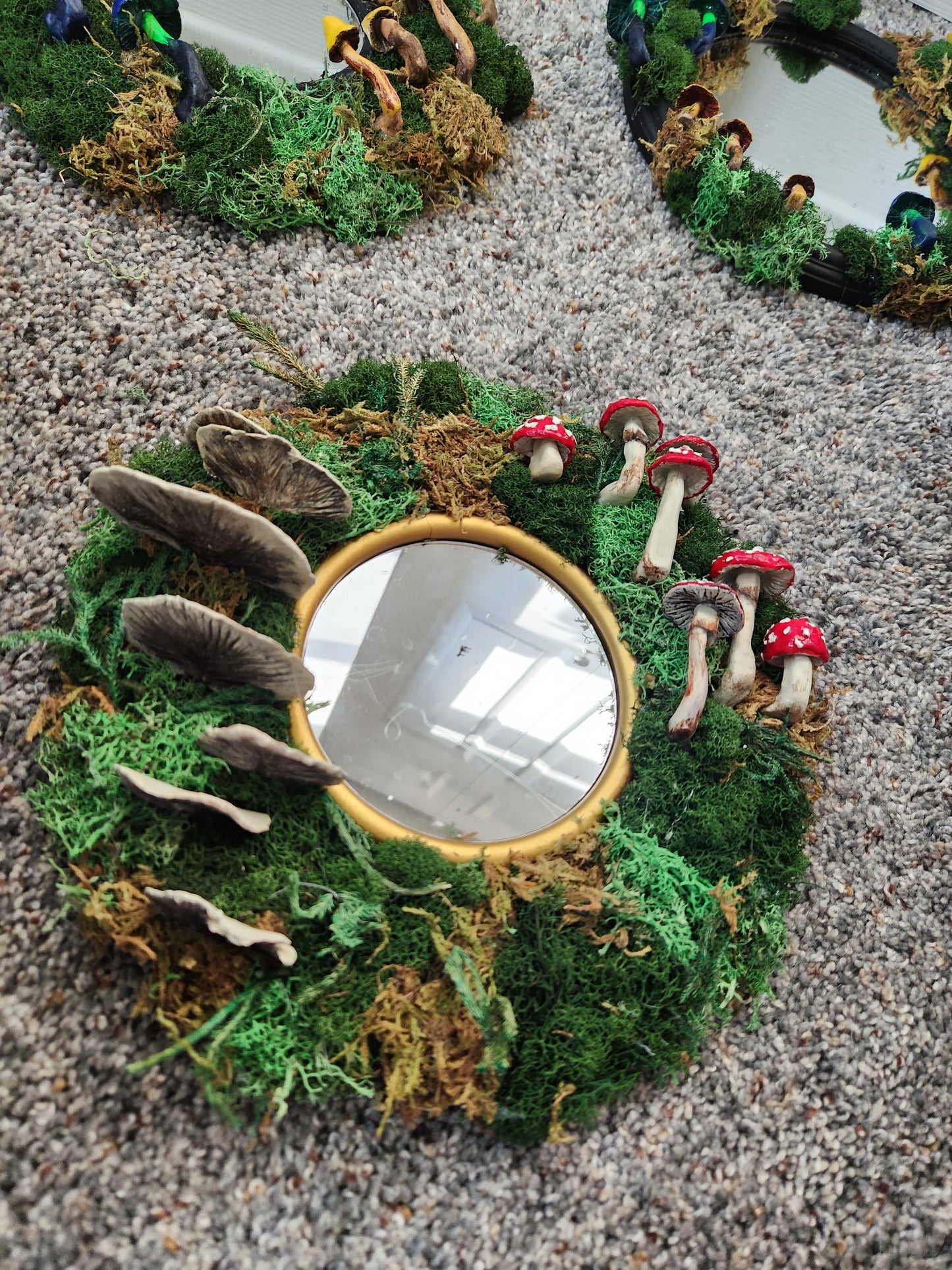 Mushroom Mirror- Red Toadstool and Oyster Mushroom