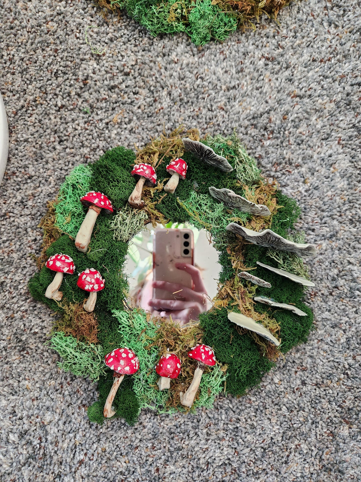 Mushroom Mirror- Red Toadstool and Oyster Mushroom