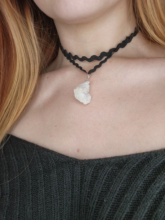 White Geode Double Band Choker