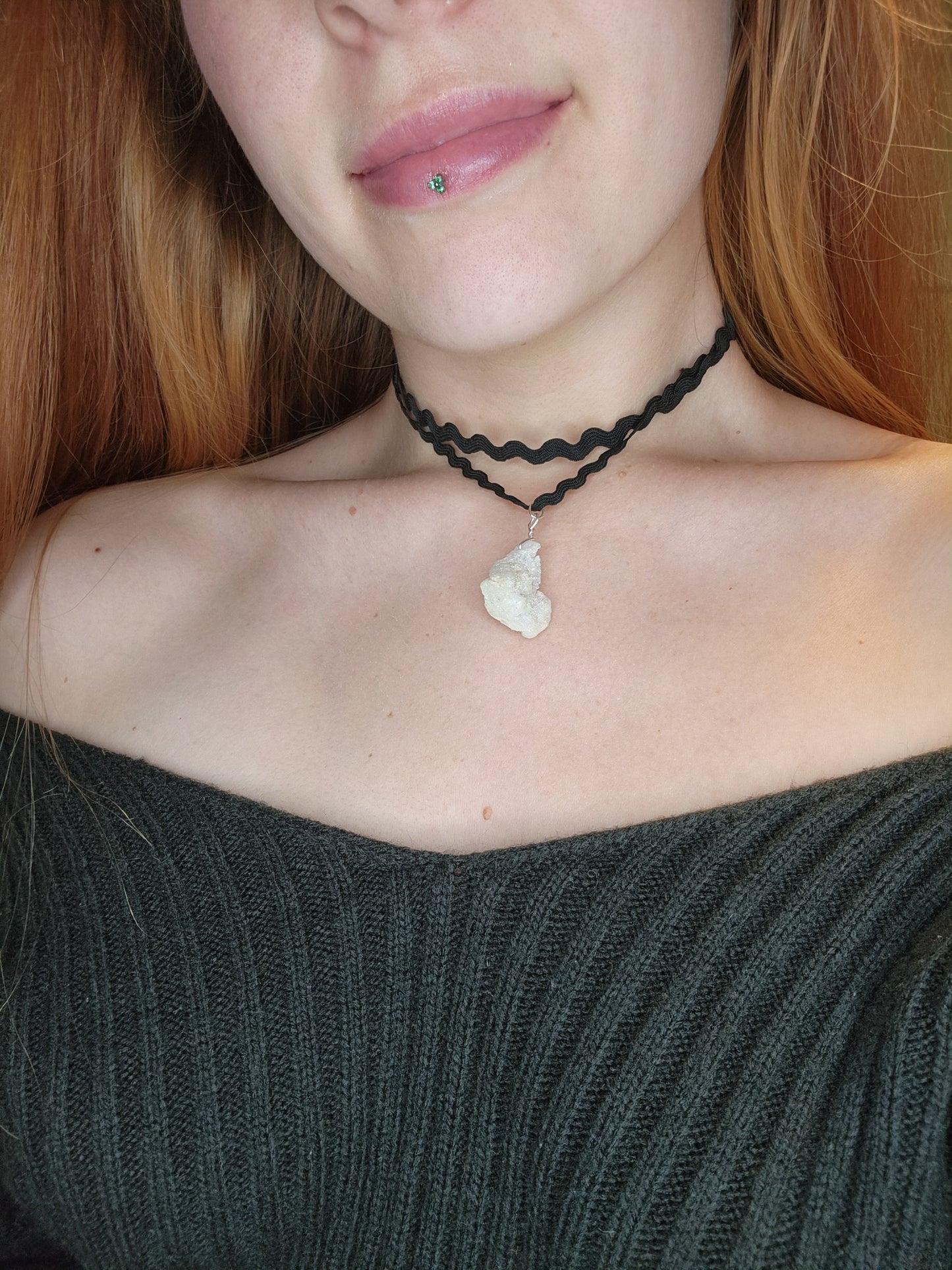 White Geode Double Band Choker