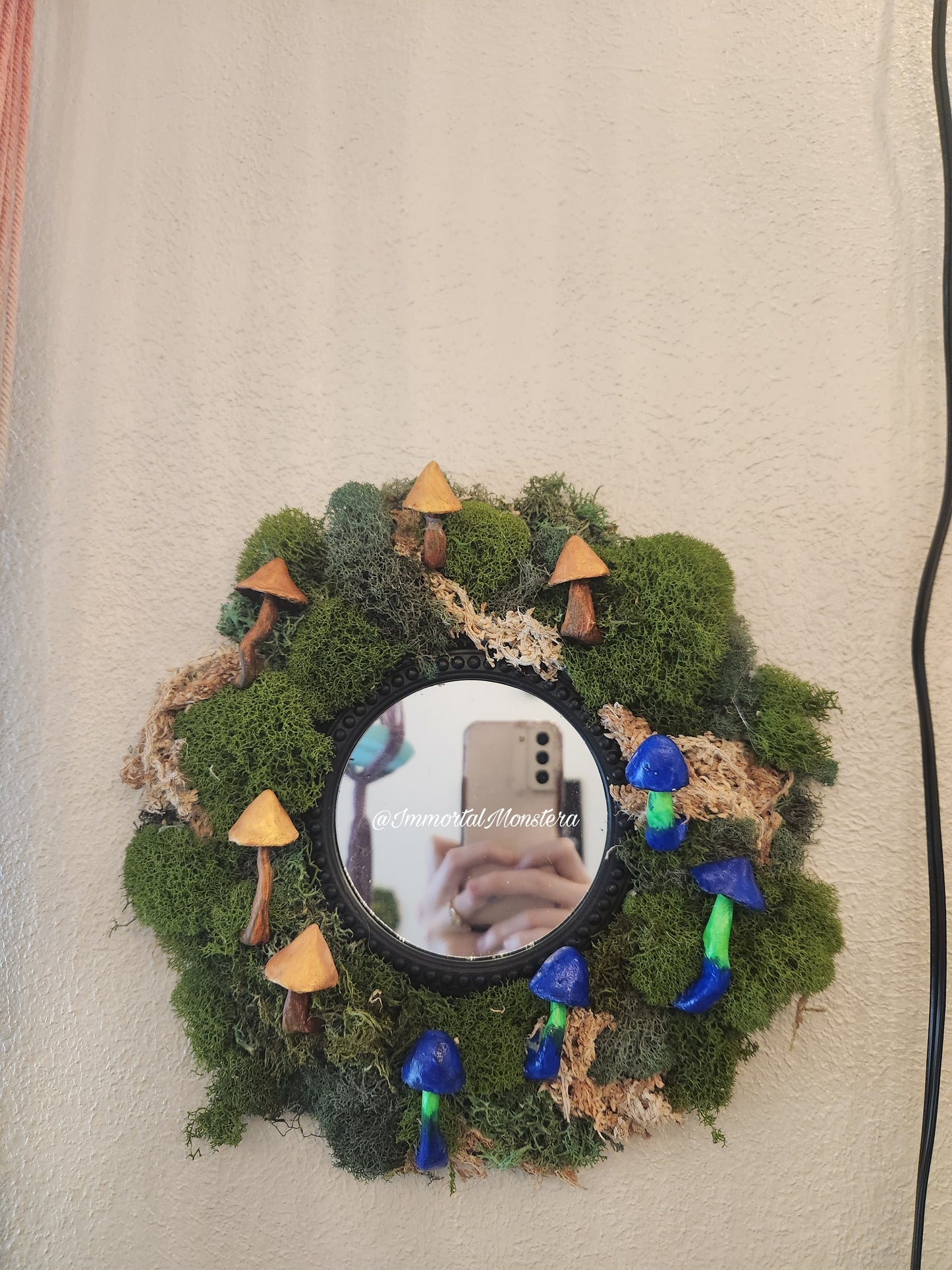 Mushroom Mirror- Blue/Green and Gold