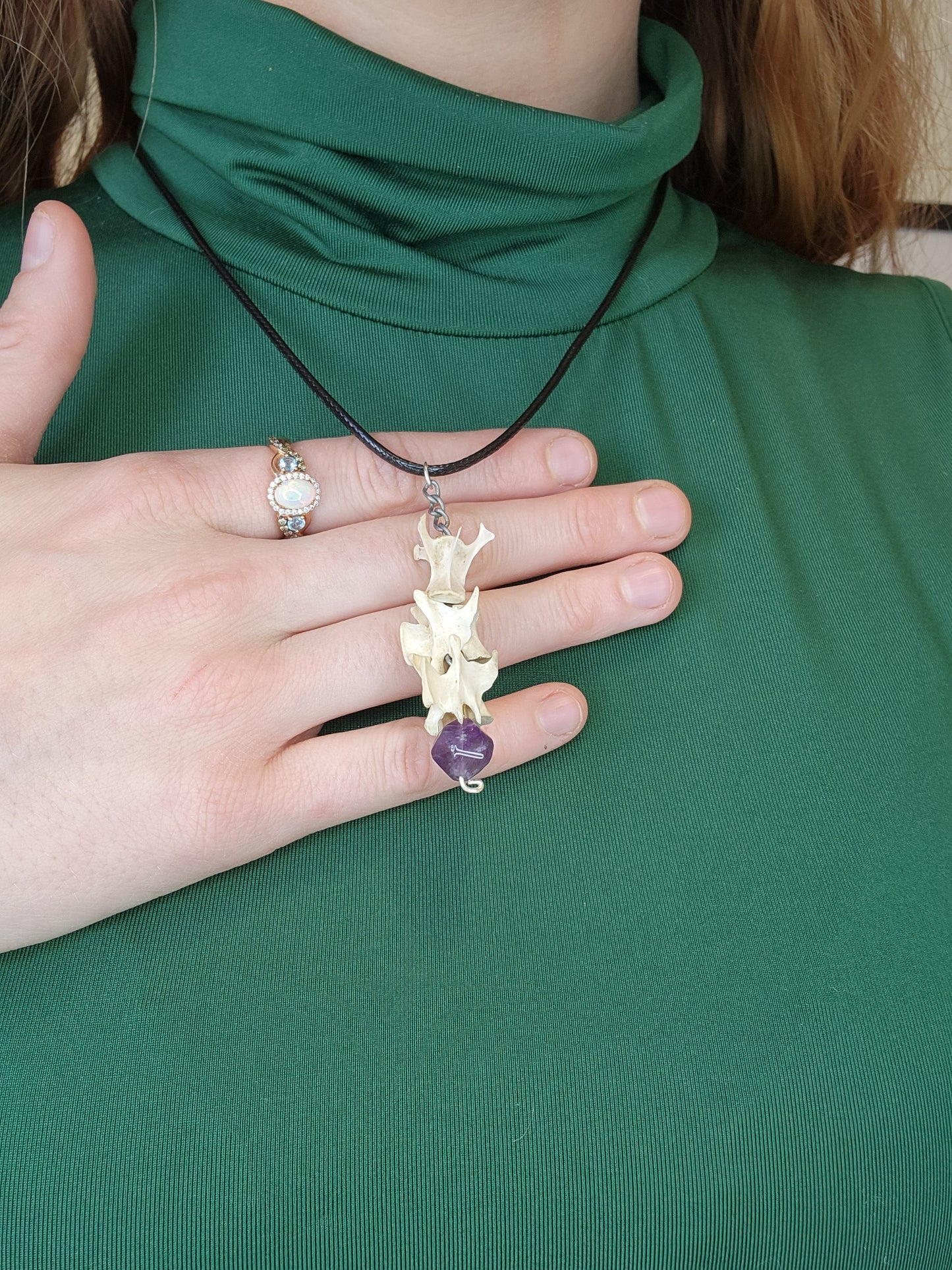 Vertebrae and Amethyst Necklace